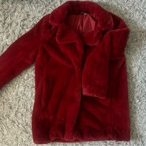 H&M Red Faux Fur Jacket
